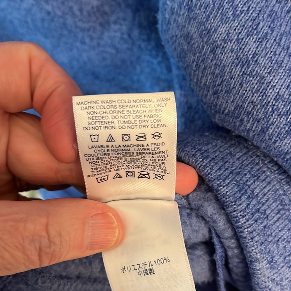 Lands End blue hooded sweatshirt with double zipper size 2X - Picture 6 of 8